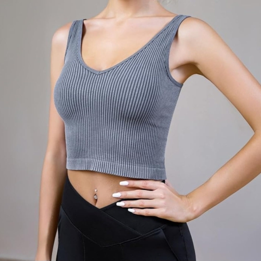 NWT lemonsky Ribbed Tank V-Neck Seamless Stretchy Camisole Tank  (Size: XL)